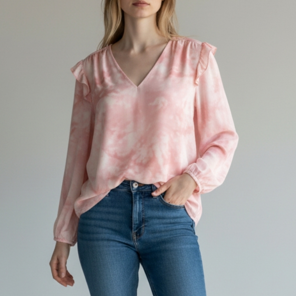 NWT Madewell Tie Dye Ruffle Shoulder Top XXS